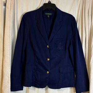 Ralph Lauren Women's Dark Blue Blazer with Gold Buttons